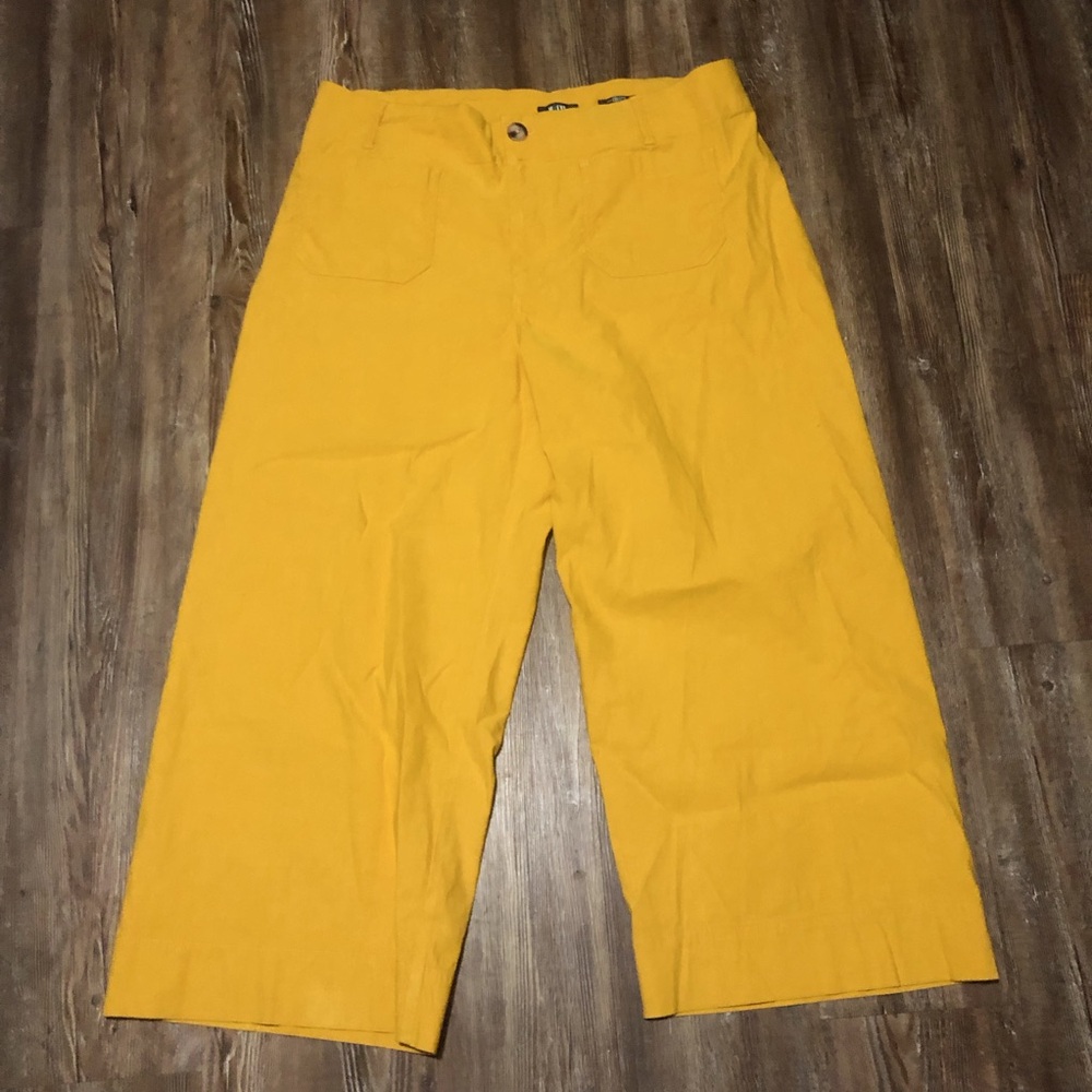 Maeve Pants Women's 16W Yellow The Colette High Rise Wide Leg Linen Anthropologi
